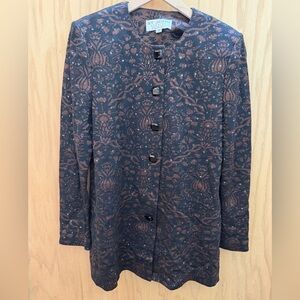 St. John Women's Elegant Black and Brown Patterned Blazer